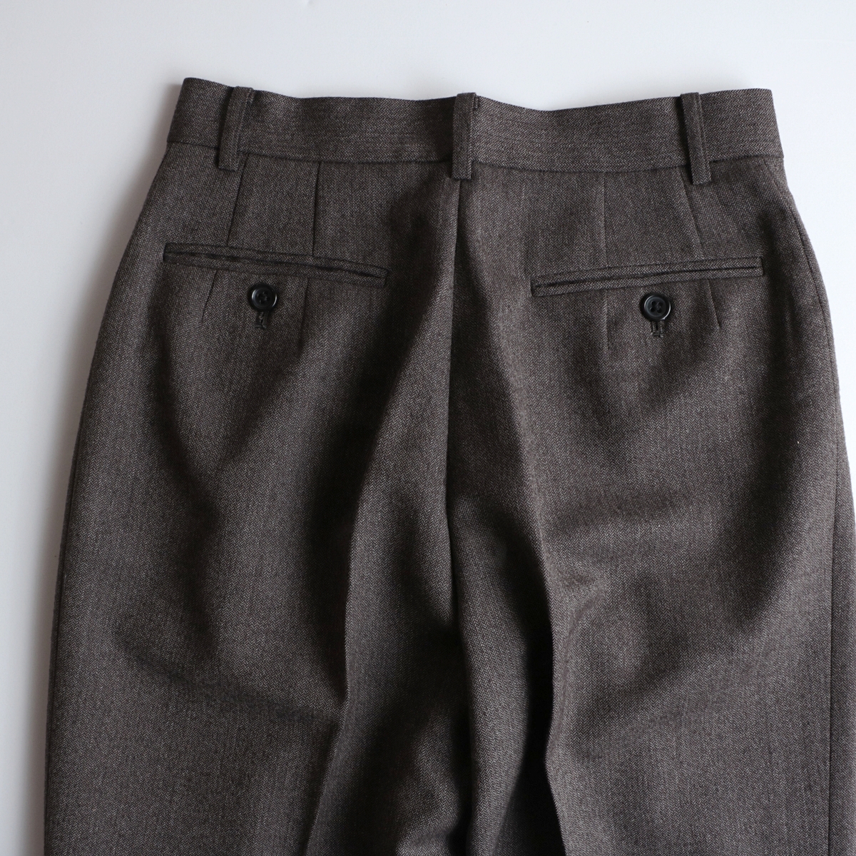 MARGARET HOWELL】GREY WOOL ワイド スラックス パンツ-