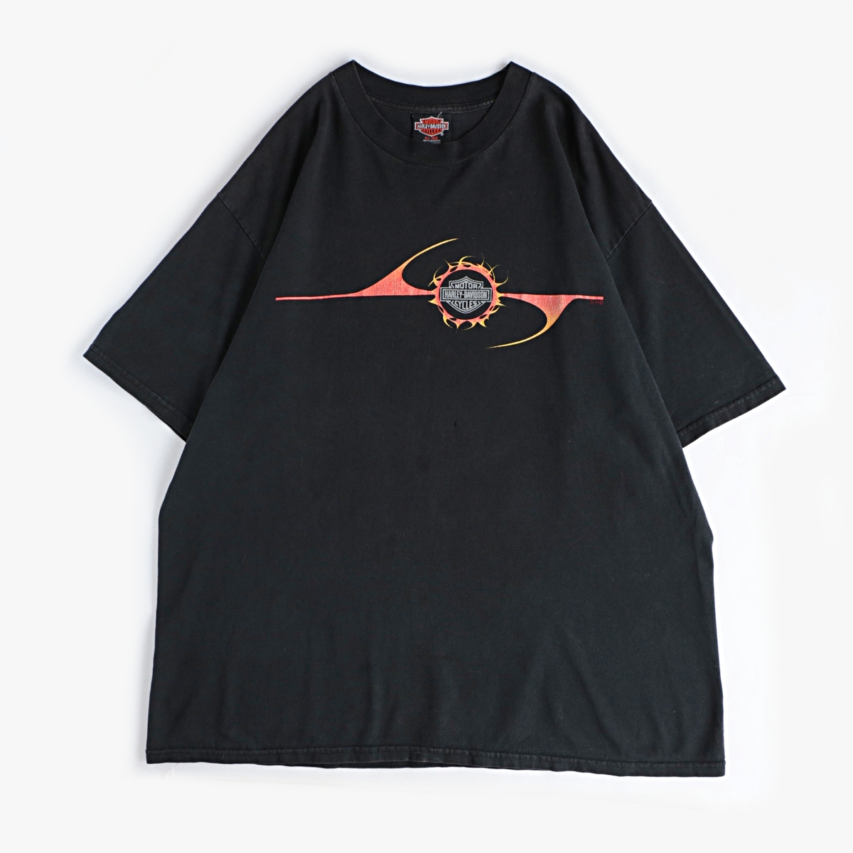 VINTAGE ヴィンテージ 90s Harley-Davidson Motorcycles ハーレーダビッドソン モータースポーツロゴ半袖Tシャツ カットソー ネイビー