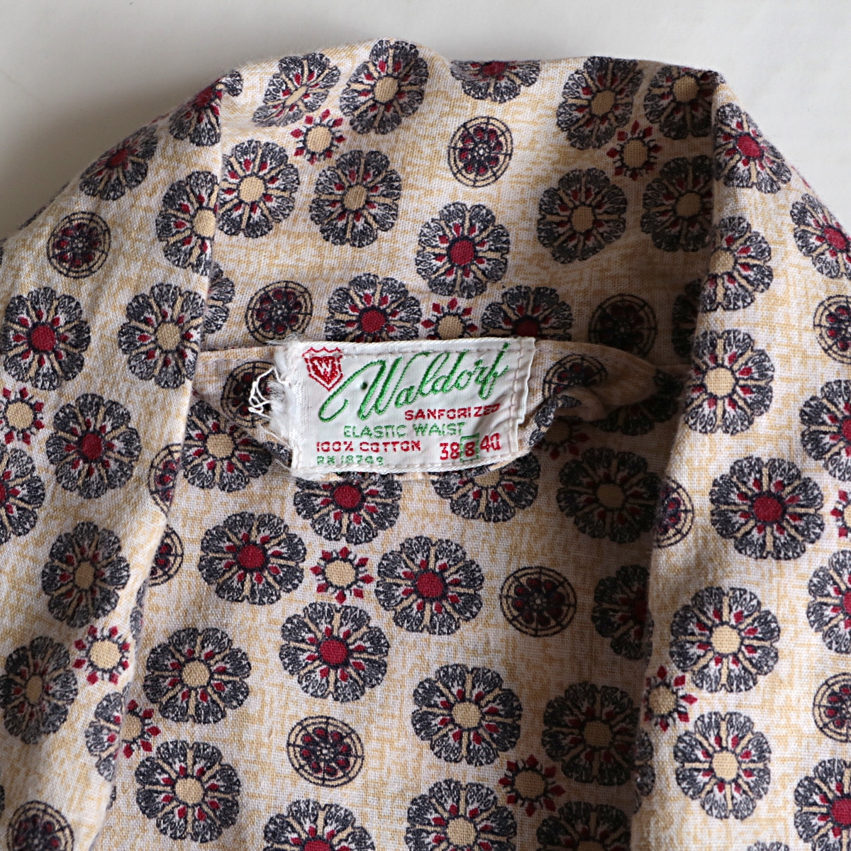 50s Waldorf ”vintage” ビンテージ 小紋 総柄 パジャマシャツ 古着