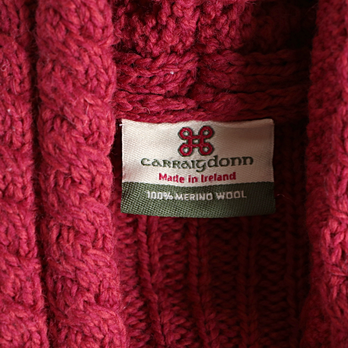Aran Country アランニット セーター アメカジ アイルランド製 ケーブル編み ワインレッド (メンズ L)   N6278
