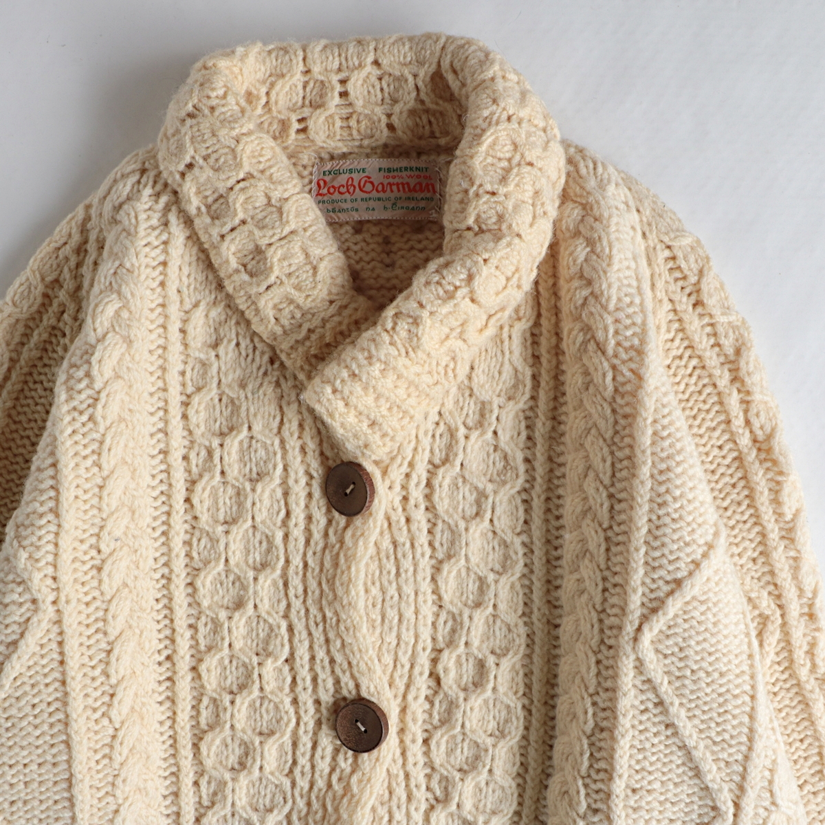 vintage 60s loch garman アイルランド製 アラン ニット フィッシャーマン ウール カーディガン 古着 used – khaki  select clothing｜古着 通販