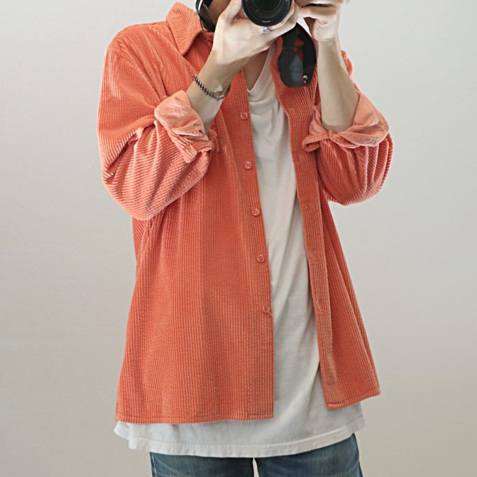 コーデュロイ シャツ 太畝 オレンジ