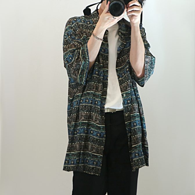 柄 シャツ レーヨン 古着 メンズ