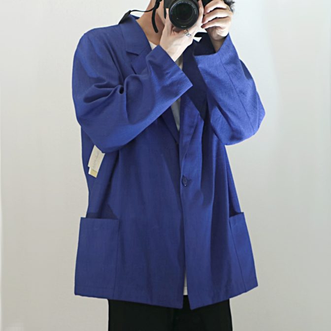 古着 テーラードジャケット レディース 青