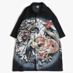 総柄 半袖 シャツ 龍 虎 和柄