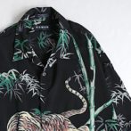 総柄 半袖 シャツ 虎 和柄 黒