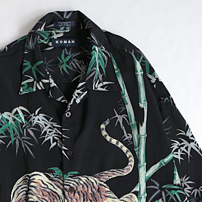 総柄 半袖 シャツ 虎 和柄 黒