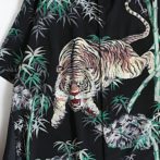 総柄 半袖 シャツ 虎 和柄 黒