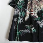 総柄 半袖 シャツ 虎 和柄 黒