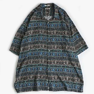 via veneto ”海モチーフ” 総柄 レーヨン 半袖 シャツ 古着 used
