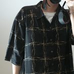 総柄 シャツ 古着 黒 メンズ