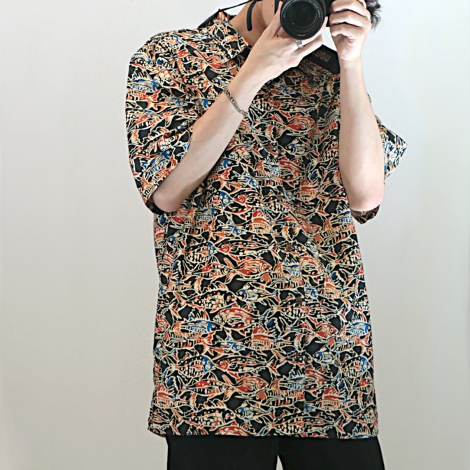 柄 シルク シャツ 古着 ブランド