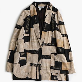 90s kensington square アブストラクト 総柄 レーヨン ジャケット 古着 used brownbeige