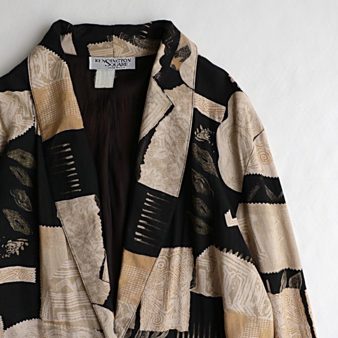 柄 ジャケット レーヨン 古着 90s