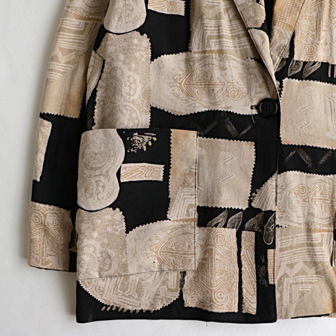 柄 ジャケット レーヨン 古着 90s