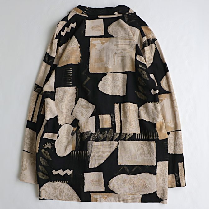 柄 ジャケット レーヨン 古着 90s