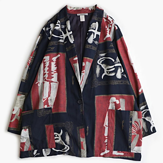 柄 ジャケット レーヨン 古着 90s