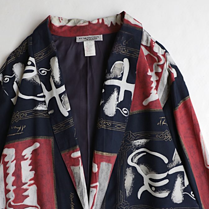 柄 ジャケット レーヨン 古着 90s