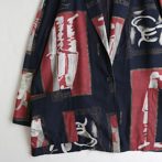 柄 ジャケット レーヨン 古着 90s