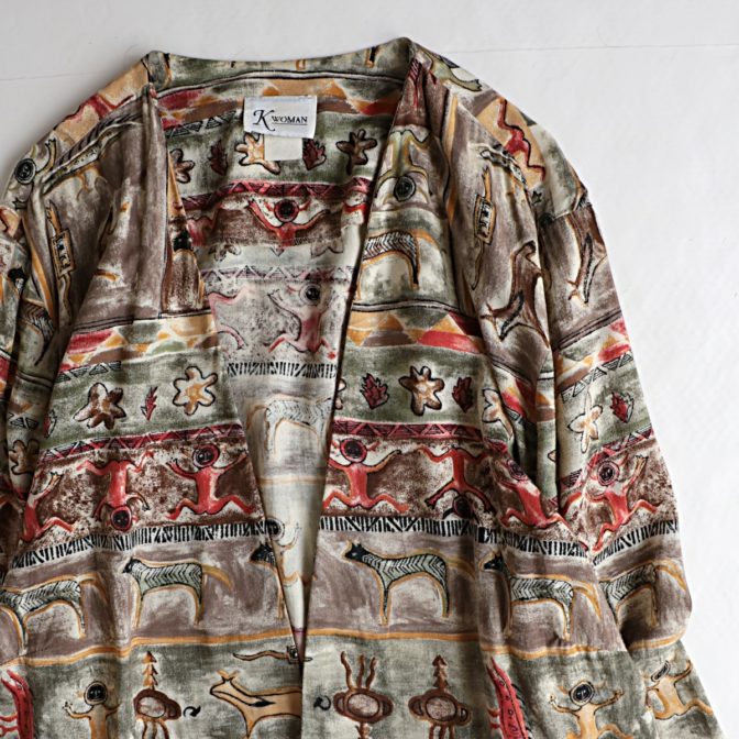 総柄 カーディガン 羽織 ガウン 古着