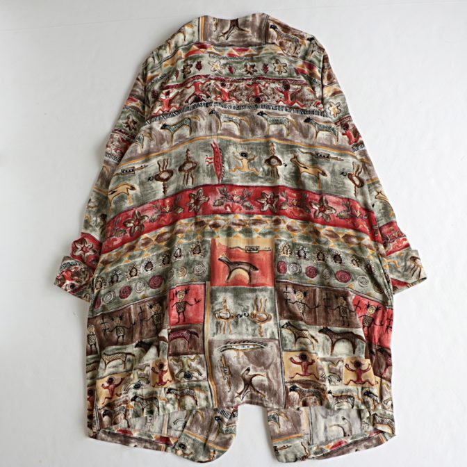 総柄 カーディガン 羽織 ガウン 古着