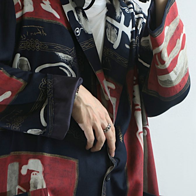 柄 ジャケット レーヨン 古着 90s