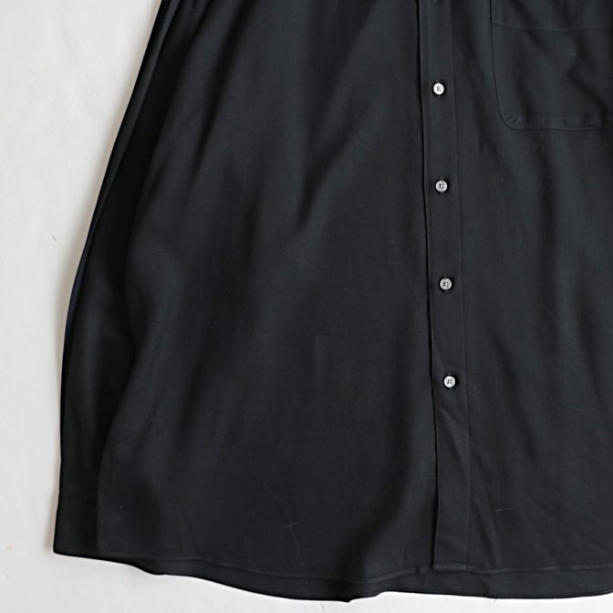バンドカラー シャツ レーヨン 黒