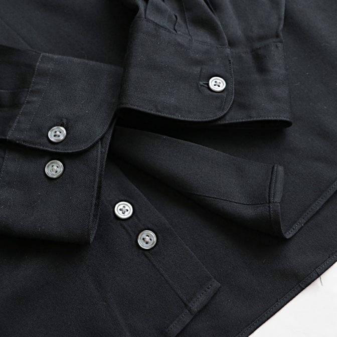 バンドカラー シャツ レーヨン 黒