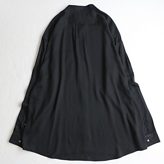 バンドカラー シャツ レーヨン 黒