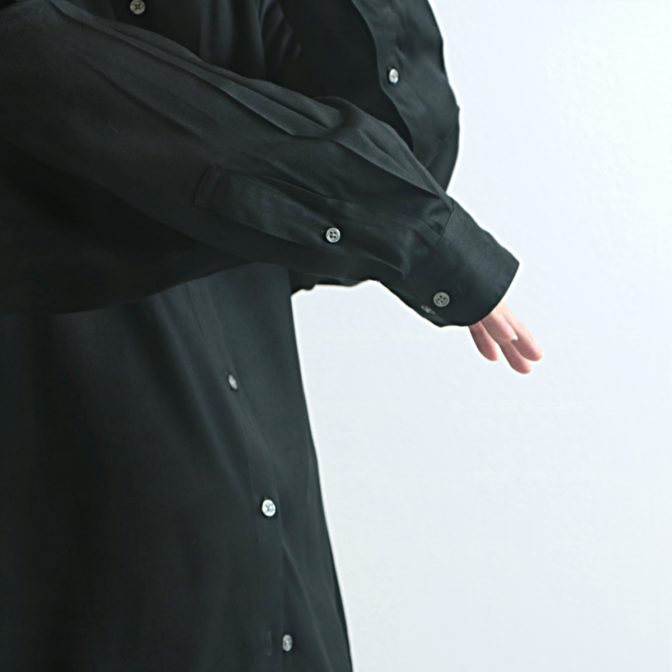 バンドカラー シャツ レーヨン 黒