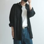 バンドカラー シャツ レーヨン 黒