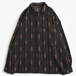 90s usa製 マルチストライプ ポリエステル シャツ 古着 used ３XL