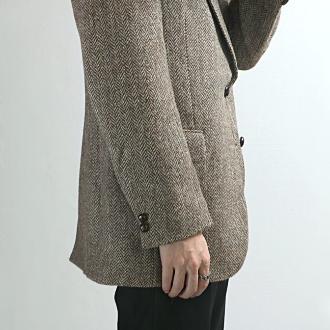 90s ハリスツイード テーラードジャケット ブラウン