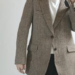 90s ハリスツイード テーラードジャケット ブラウン
