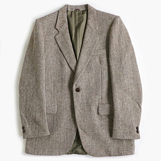 90s ハリスツイード テーラードジャケット ブラウン