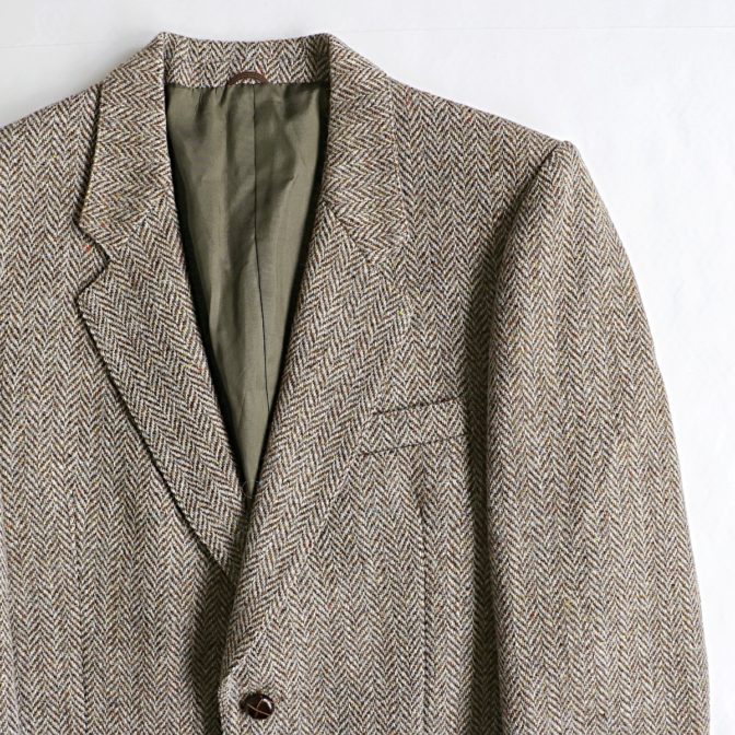 90s ハリスツイード テーラードジャケット ブラウン
