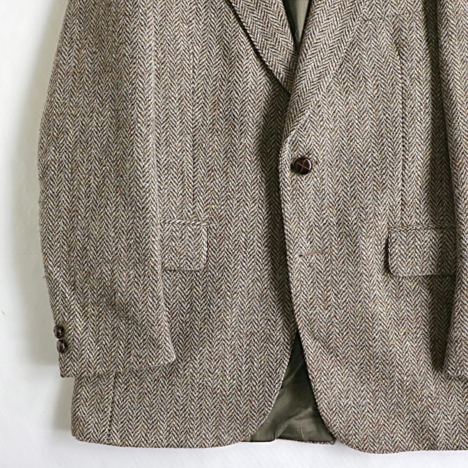 90s ハリスツイード テーラードジャケット ブラウン