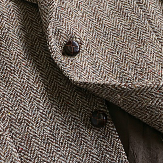 90s ハリスツイード テーラードジャケット ブラウン