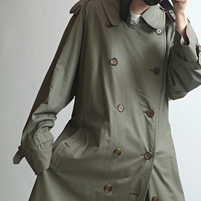 バーバリー トレンチコート メンズ 古着 オリーブ