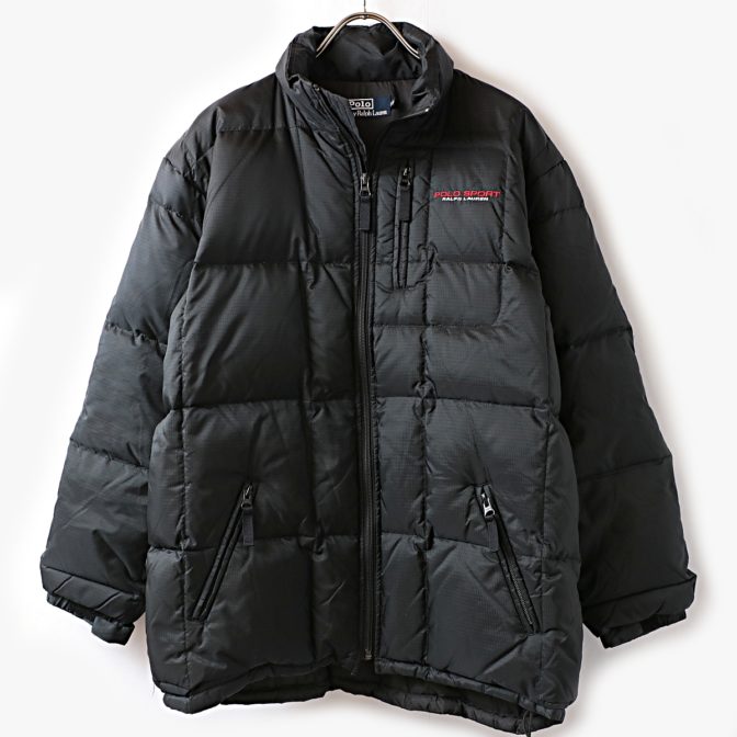 POLO SPORT ブラック ダウンジャケット POLO SPORT ポロスポーツ ラルフローレン ダウンジャケット 古着