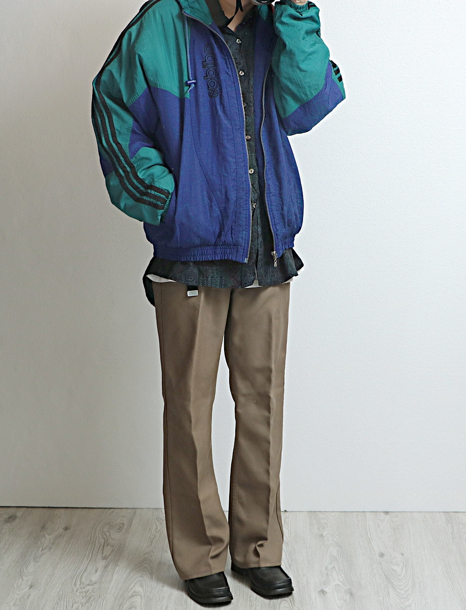 90s Adidas アディダス 2トン ナイロン フーディー ジャケット