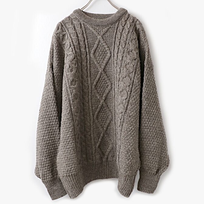 フィッシャーマン セーター アイルランド製 ブラウン