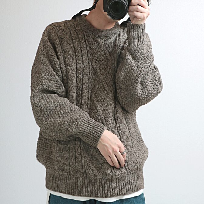 フィッシャーマン セーター アイルランド製 ブラウン