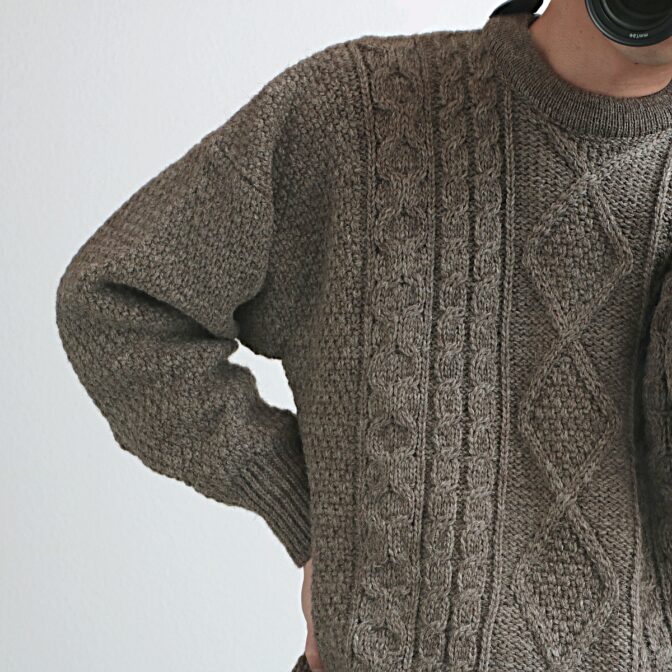 フィッシャーマン セーター アイルランド製 ブラウン