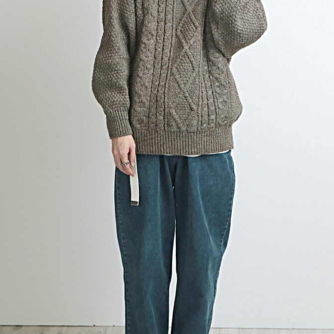 フィッシャーマン セーター アイルランド製 ブラウン