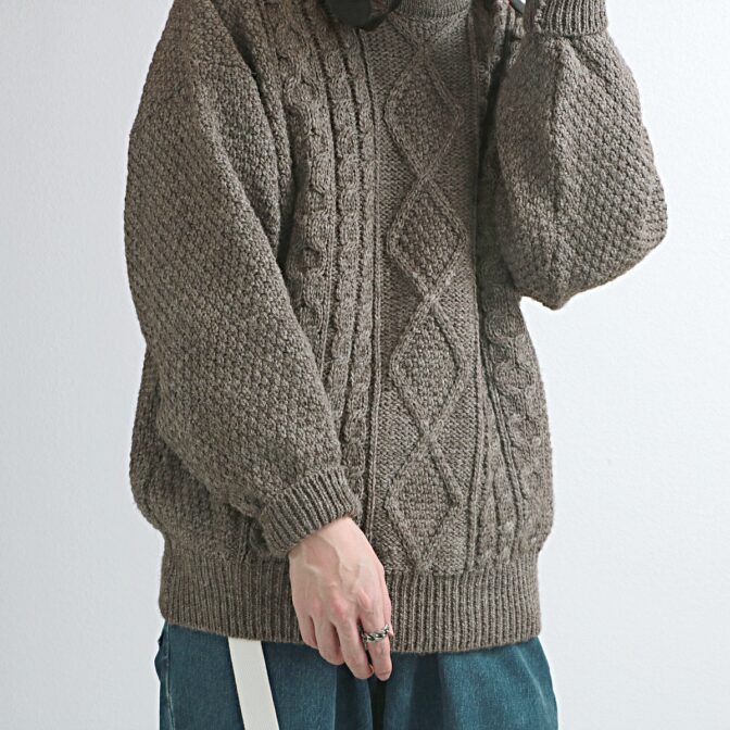 フィッシャーマン セーター アイルランド製 ブラウン