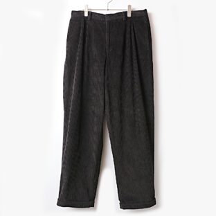 Perry Ellis ペリーエリス 太畝 コットン コーデュロイ 2タック ワイド パンツ 古着 used ブラック