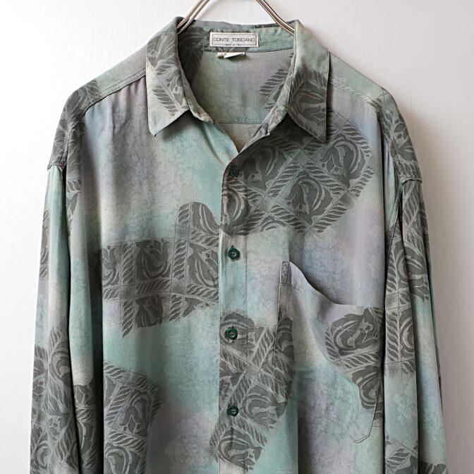 70s 柄 シャツ イタリア製 古着