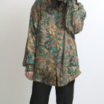 80s 柄 シルク シャツ 古着