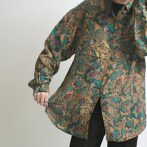 80s 柄 シルク シャツ 古着